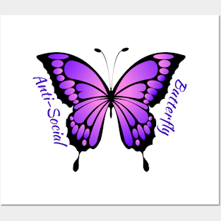 Pink Purple Anti Social Butterfly Posters and Art